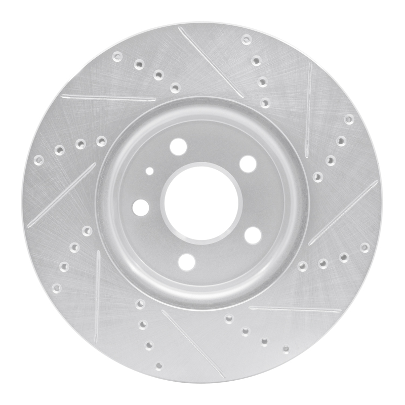 Audi A4 Quattro Brake Rotor (1) - Front Left - R1 Concepts - Drilled & Slotted - Silver - `08-`25